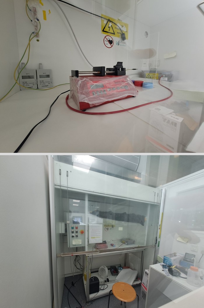 Linari NanoTech electrospinning device and safety enclosure